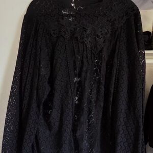 Torrid Black Lace Top W/mock Neck